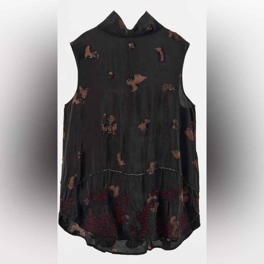 ZARA BEADED EMBROIDERED MOCK NECK TOP NWT MEDIUM
